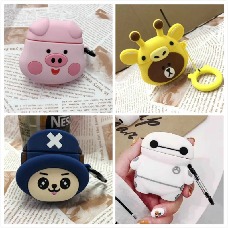 

Cute Cartoon For airPods Case cover Silicone earphones dinosaur flower cute case Soft Holder For Airpods 2 Protective Cover