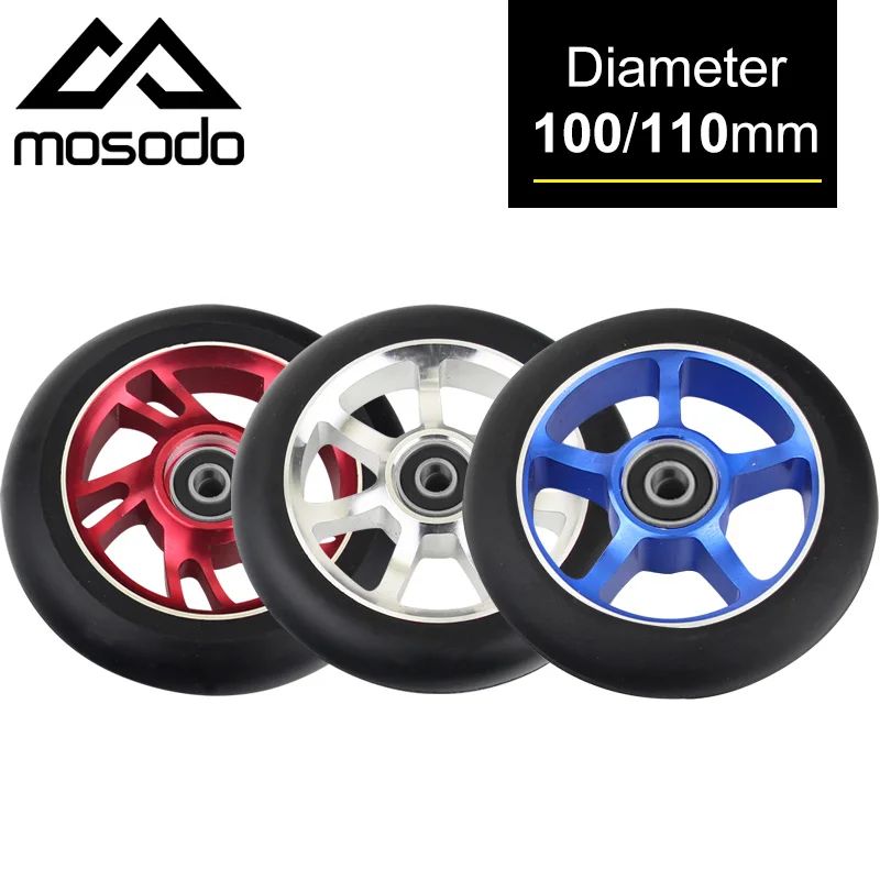 Scooter-Wheels-Replacement Bearings Aluminum-Alloy 100mm with Wear-Resistant 2pcs/Set