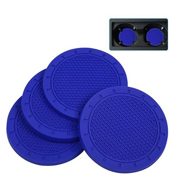Cup Holder Coaster PVC Car Coaster 4 Pack Universal Auto Anti Slip Cup Holder Insert Coaster Car Interior Accessories-Deep
