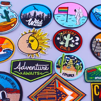 

Pulaqi Van Gogh Embroidered Patches For Clothing Adventure Traveler Explorer Patch For T-shirt Iron On Patches For Clothes DIY