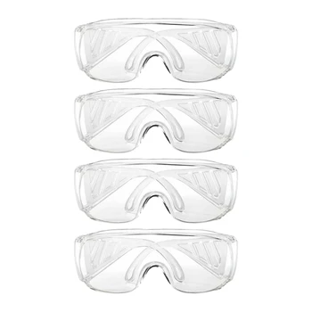 

4 Pcs Polycarbonate Goggles Labor Protection Splash-Proof Transparent Anti-Fog Sand-Proof Riding Anti-Shock Safety Glasses