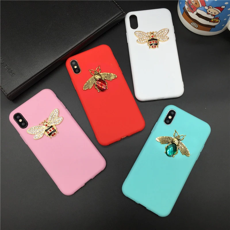 

Luxury Diamond Bee Case For Samsung Galaxy A8 2018 A3 A5 2017 A6 A7 A9 J3 J4 Plus J5 J6 J7 Candy Color Soft TPU Silicone Cover