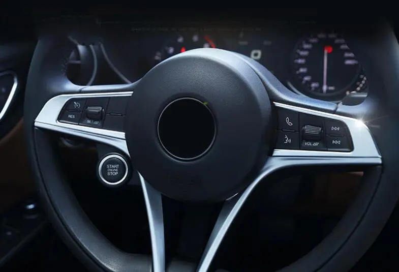 Для Alfa Romeo Giulia 2 шт. углеродного волокна ABS Хром Интерьер автомобиля рулевое колесо Крышка отделка, наклейки стайлинга автомобилей