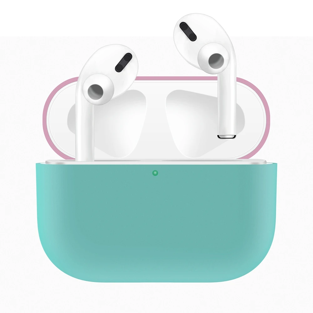 Силиконовый защитный чехол для AirPods Pro чехол Беспроводная Bluetooth Гарнитура Анти-осень водонепроницаемый чехол CS06 силиконовый чехол - Цвет: PinkGreen