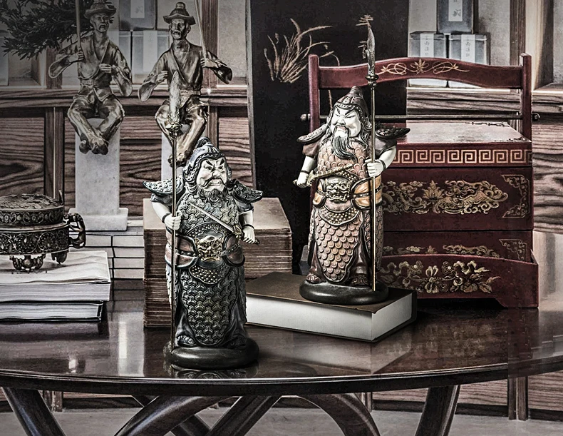 1Pcs Creative hand-painted door god resin decoration classic home living room porch TV cabinet lucky art decoration furnishings