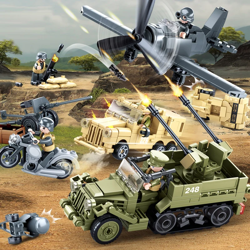 Ww2 طائرة مقاتلة دبابة عسكرية سيارة مصفحة جرار ملاط نموذج بناء ألعاب أطفال Blocks Aliexpress