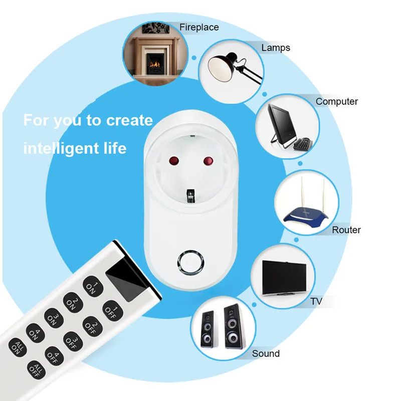 Interruptor de Controle Remoto sem Fio para Lâmpada Soquete Inteligente ue Plugue Francês Tomada Elétrica Interruptores Universais 433mhz 220v 16a - Image 3