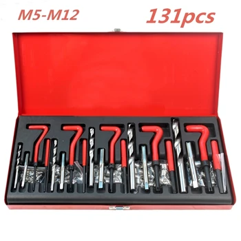 

131 Pcs Engine Block Restoring Damaged Thread Repair Tool Kit M5 M6 M8 M10 M12 for Helicoil Car Repair Tools Coarse Crowbar