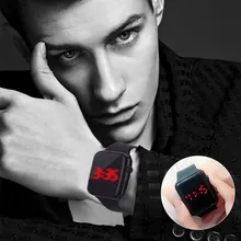 Relogio Digital Watch Reloj LED Screen TPE Strap Square Dial Electronic Watches Stylish Wristband Horloge Heren Dropshipping 40