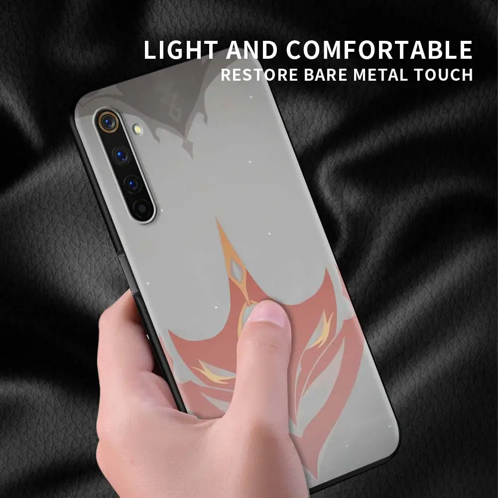 Genshin Impact Icon Case For Realme C3 5 6 7 8 Pro XT C15 X50 C11 C25 GT Neo Black Soft Silicone Phone Cover Shell V15 5G Funda