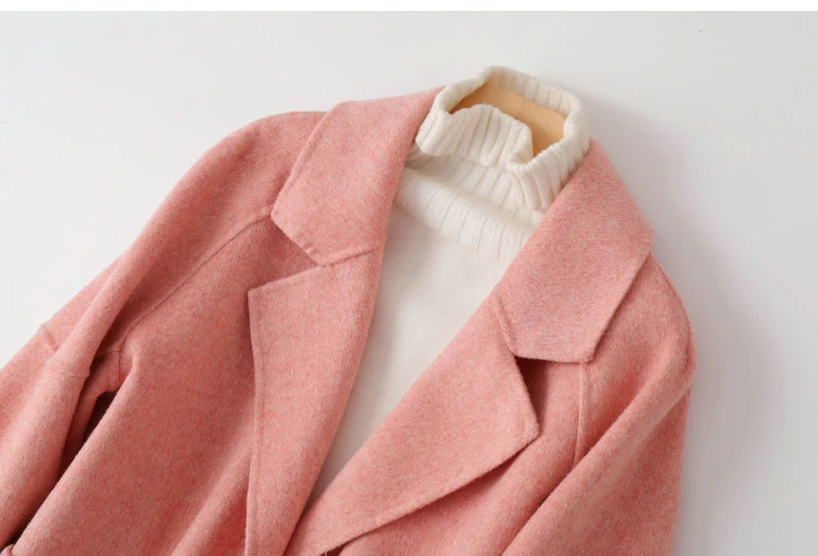 Женское пальто средней длины элегантное шерстяное пальто с отложным воротником осеннее теплое пальто на двух пуговицах Casaco Feminino