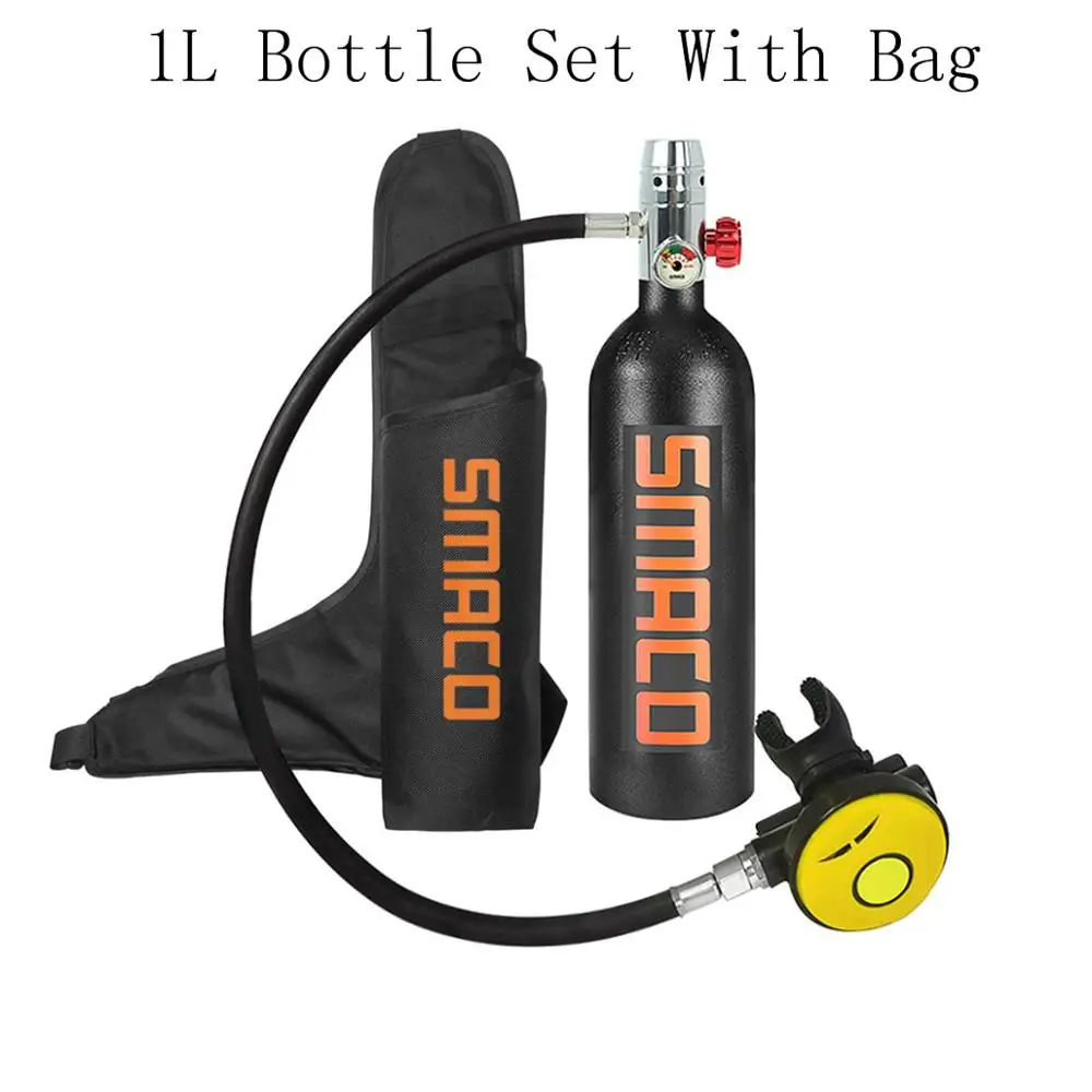 1L Bottle With Bag 6 в 1 система для дайвинга, мини баллон для подводного плавания, кислородный резервуар для воздуха, насос, алюминиевая коробка для подводного плавания, набор оборудования для дайвинга - Цвет: 1L Bottle With Bag