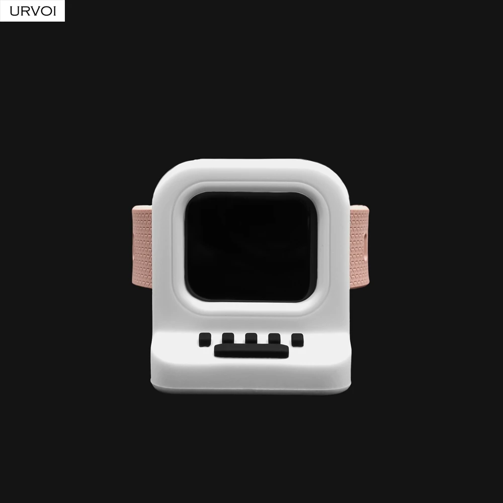 URVOI silicone stand for apple watch holder WatchOS keeper 2 in 1 home charging dock for iWatch classic MAC design airpods