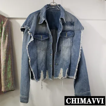 

Jeans Coat Women's 2020 Spring Loose Short Denim Jacket New Korean-style BF Hiphop Ripped Cowboy Coats