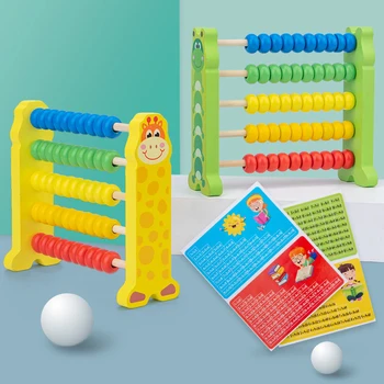 

Cartoon Wooden Abacus Counting Frame Kids Colorful Geometric Sorting Montessori Math Educational Toys Stack Building Puzzle Toy