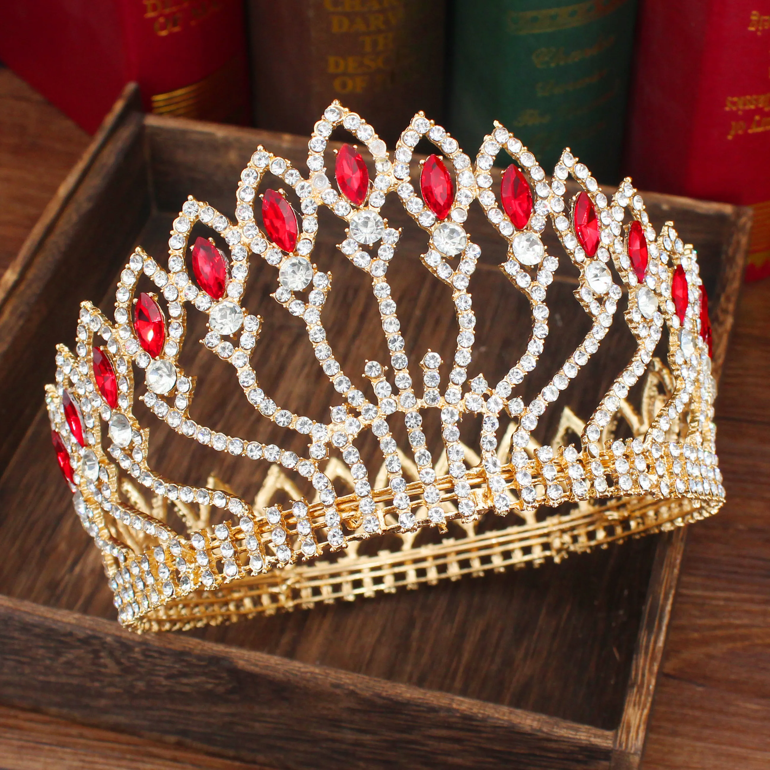 Tiara con diamantes de imitación para niña y mujer, corona de Reina y