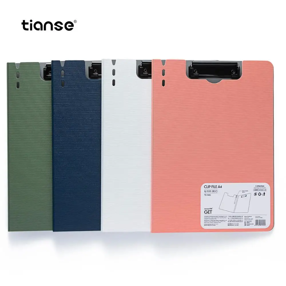 

TIANSE 4pcs Multicolor PP File Folder Clip Frosted Paper Clip Notebook Students Stationery Document Folders Office Supplies