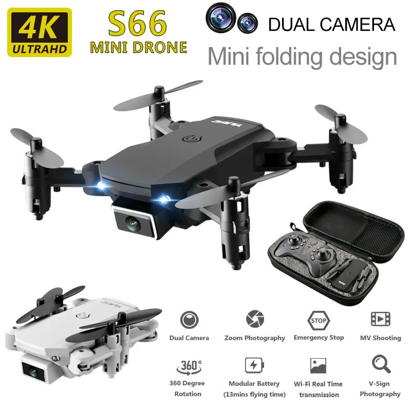 

S66 RC Drone 4K HD Wide Angle Camera Mini Foldable Drone Helicopter Dual Camera Wifi FPV Gravity Induction Quadcopter Toys