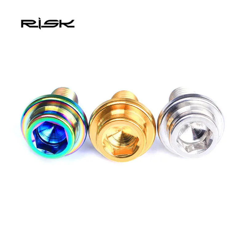 RISK 2 шт./лот M8* 15 мм велосипедный Кронштейн болты титановый сплав Велоспорт квадратное отверстие Водонепроницаемый MTB велосипедный винт 3 цвета
