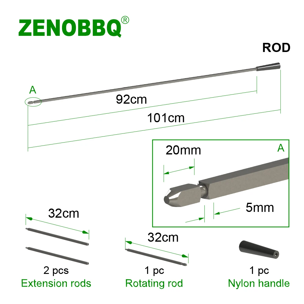 ZENOBBQ Grill Zähler Balance Gewicht Rotisserie Spieße Kebab Zubehör Kit BBQ Spieß Rotisserie Halterung Huhn Gabel Griff – Detail 8