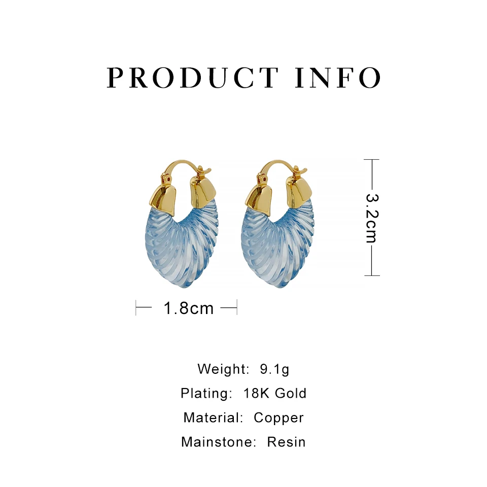 Peri'sBox Trendy Light Color Transparent Resin Chunky Hoop Earring For Women Multicolor Textured Thick Earrings Cute Jewelry - Image 6