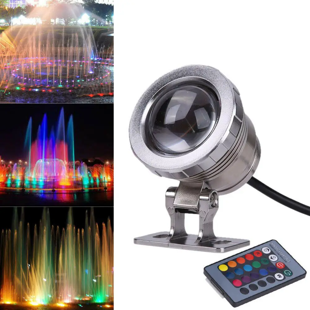 RGB Waterproof IP68 LED Flood Light Underwater Fountain Pool Pond Aquarium Spotlight Bulb Outdoor Garden Lamp 12V 85-265V Lights underwater pond lights