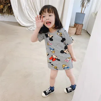 

Girls Dress Summer 2020 New Cartoon Mickey Minnie Dress Baby Girl Cotton Short Sleeve T-shirt Dresses Cartoon Print Clothes