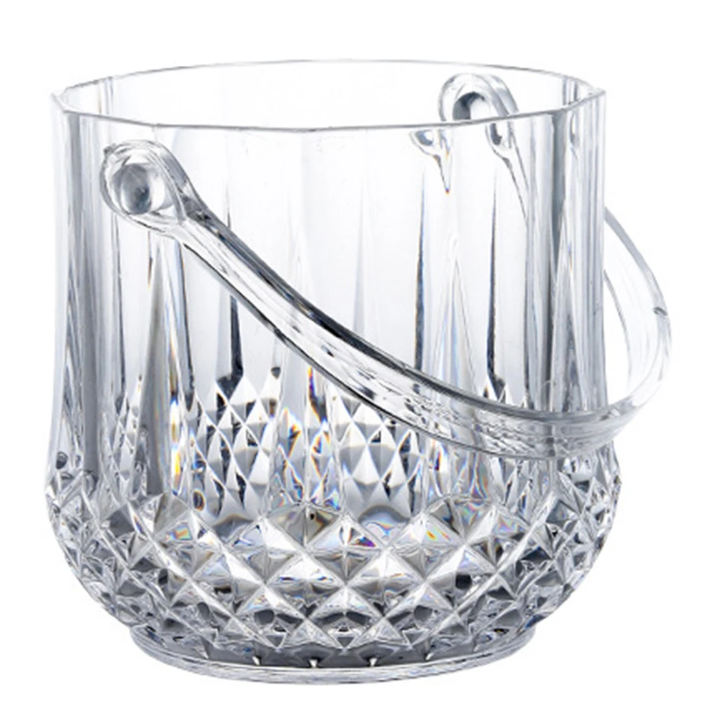 Champagne Wine Beer Drinks Ice Bucket Acrylic Clear Portable Wine Tub Plastic Drink Bucket with Handle for Bar Tool Supply
