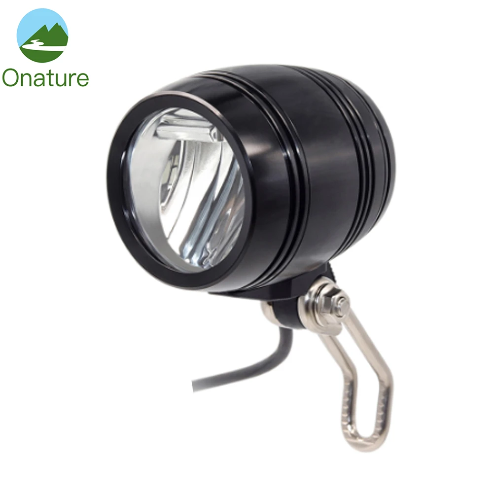 Onature electric bike light headlight 100 lux input DC 12V 36V 48V 52V aluminum led ebike front