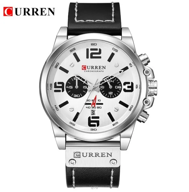 black white Топ бренд класса люкс CURREN 8314 модный кожаный ремешок кварцевые мужские часы в повседневном стиле Дата Бизнес Мужские наручные часы Montre Homme - Цвет: black white