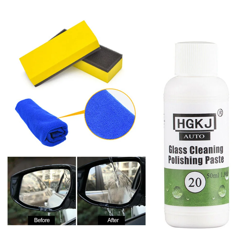 

New 50ml Car Cleaning Polishing Paste Restore Headlights Glass Solution Sponge Towel Cleaning Polishing Paste