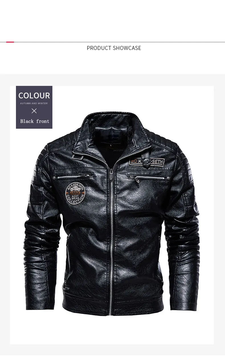 biker jacket men Faux Leather Jacket Men Winter Fleece Motorcycle Leahter Jacket Male Stand Collar Casual Windbreaker Ropa De Hombre Slim Coat black leather jacket mens