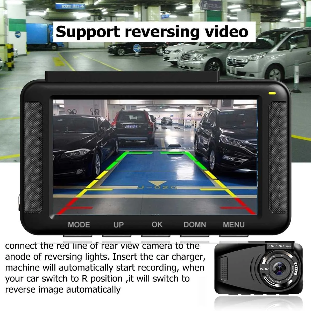 Автомобильный видеорегистратор с двумя объективами, автомобильная камера Full HD 1080 P, видео регистратор, зеркало заднего вида с видеорегистратором заднего вида, видеорегистратор, Автомобильный регистратор