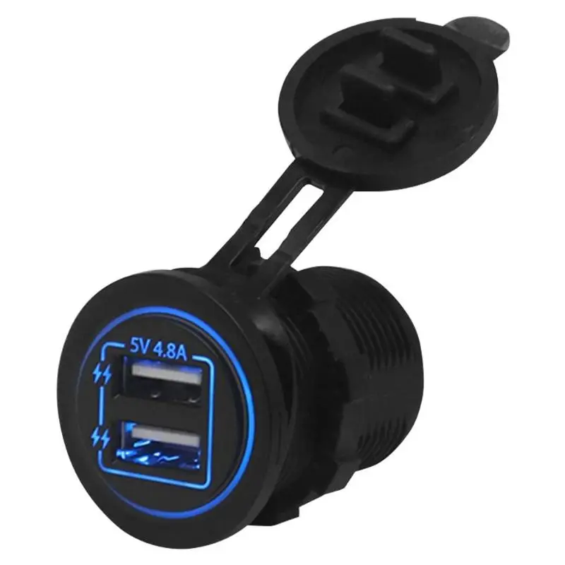 Мини двойной Переходник USB для зарядки в машине модифицированный 4.8A автоматическая зарядка 2 порта 24 Вт 12-24 В Двойная диафрагма для смартфона
