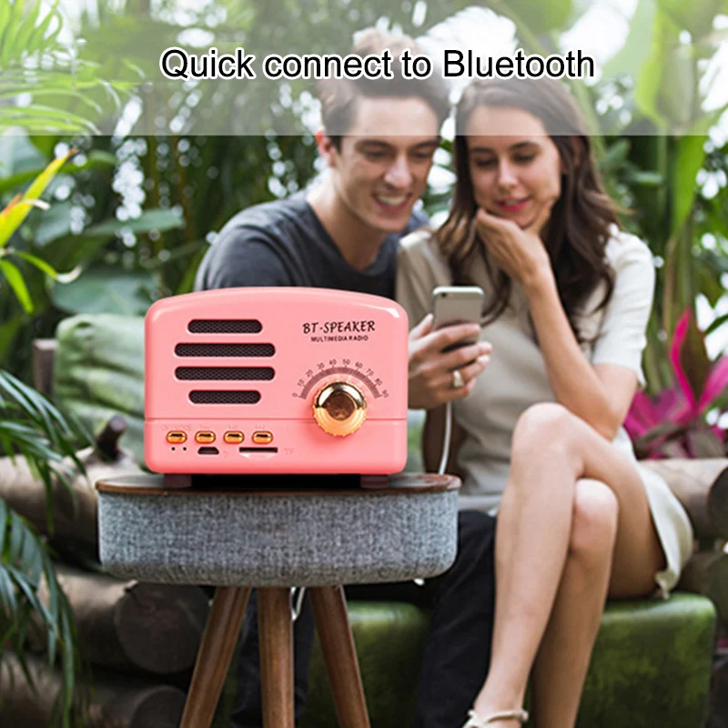 Raido мини-динамик с радио Винтажный стиль Bluetooth V4.0 Поддержка FM TF карта беспроводной мини-динамик GK99