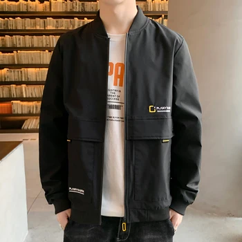 

Casual Men's Jackets Trends Embroidery Male Coats M-3XL Black Blue Khaki Green Men's Jackets Coats