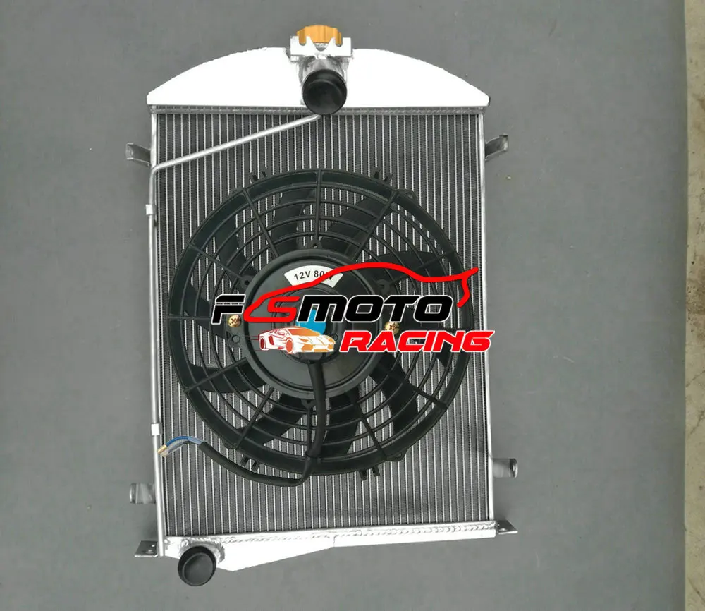 

56mm Aluminum Radiator+Fan Cooling For Ford Model A 3.3L 1930 1931 MT Model-A AA 30 31 No Coolant Lost & OR With FAN