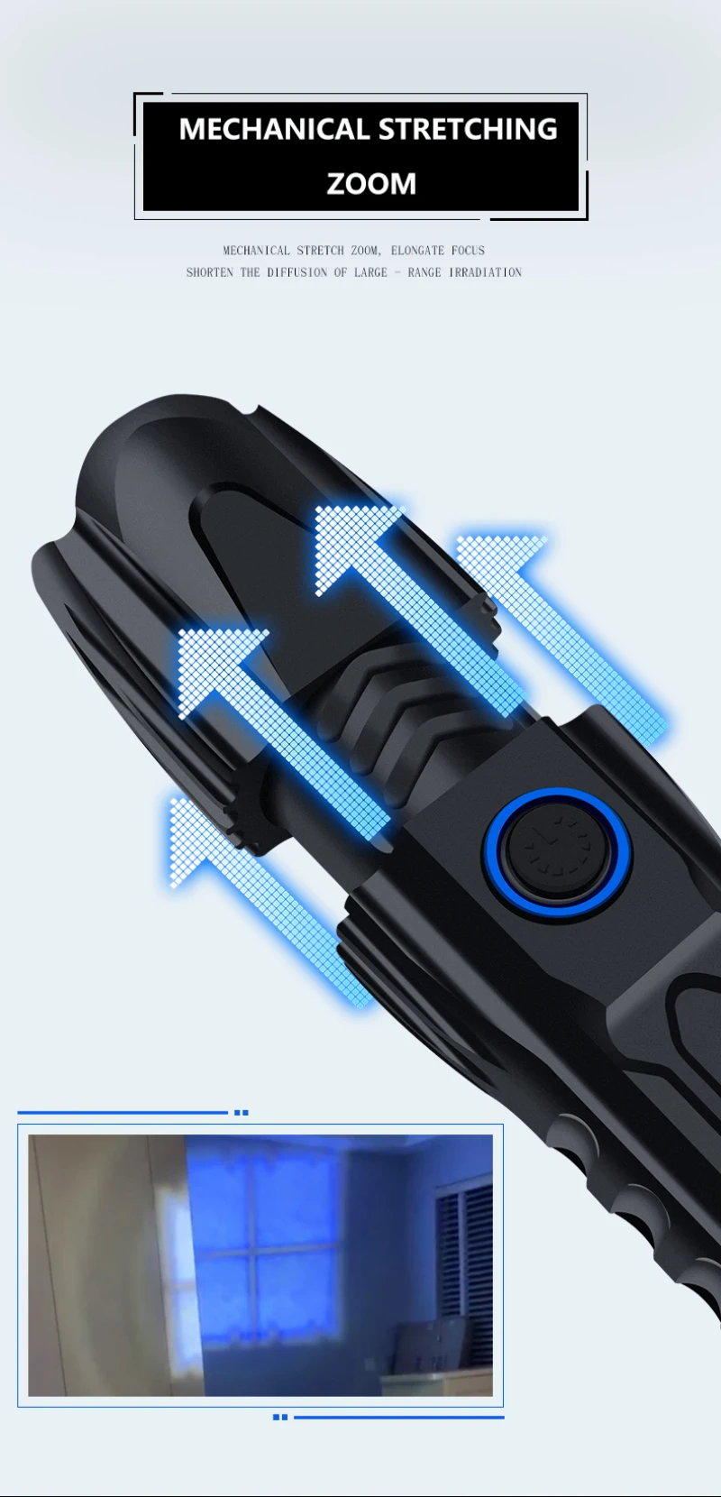 Led flashlight Ultra Bright torch Camping light Modes waterproof Zoomable Bicycle Light use battery