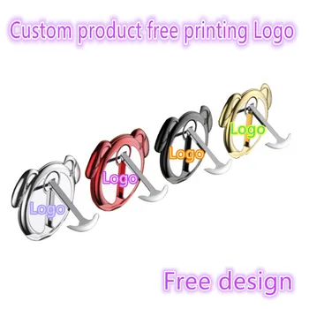 

100pcs Customized products free print logo Dog mobile phone ring buckle finger ring car holder