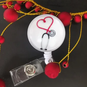 

1 Pcs Cute Stethoscope Doctor Nurse Swivel Clip Retractable Badge Reels ID Badge Name Holder for Office Accessories Stationery