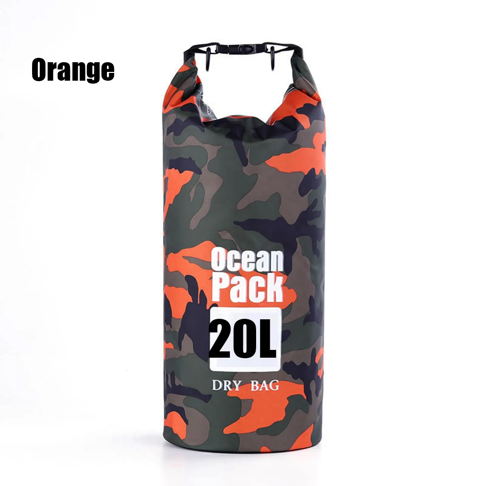 20L-Orange 1 шт. 2/5/10/20/30L ПВХ Камуфляж Водонепроницаемый сухой мешок камуфляж Открытый Дайвинг Складная пляжная сумка для плавания рафтинг река океан рюкзак - Цвет: 20L-Orange