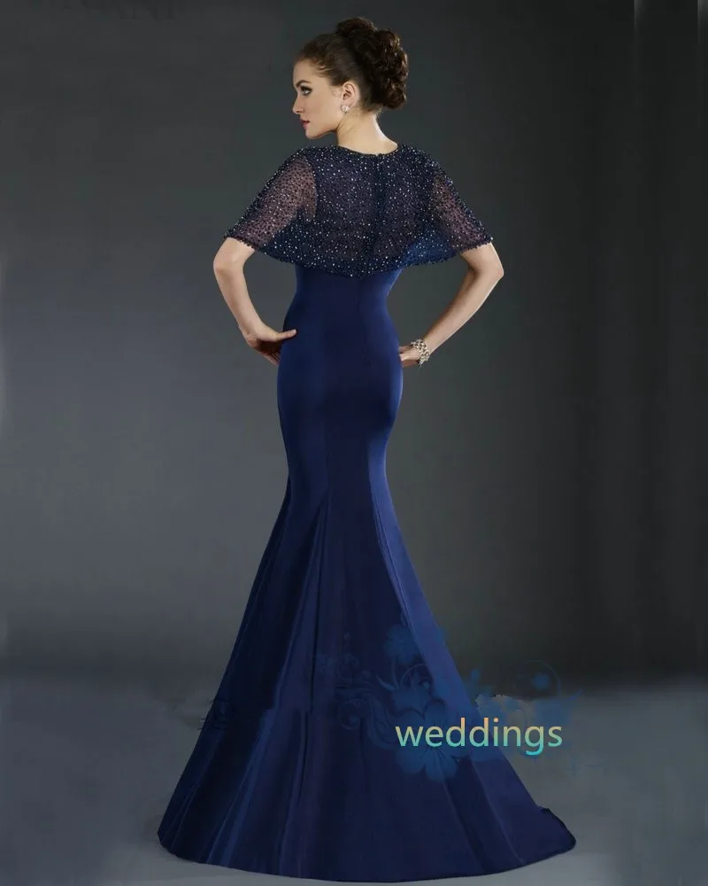 Vestido de festa robe de soiree, арабское, высшее качество, темно-синее, Русалочка, половина рукава, круглый вырез, длинное вечернее платье для матери невесты