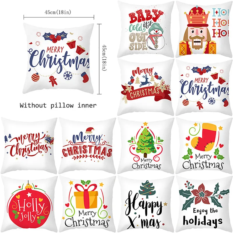 Merry Christma Decorations For Home Reindeer Santa Claus Tree Cushion Cover Christmas Ornament Xmas Gift Noel New Year