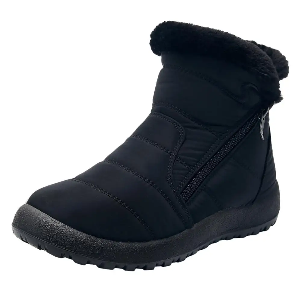 Женские зимние ботинки; зимние короткие ботильоны; водонепроницаемая обувь; Теплая обувь; женские зимние короткие кашемировые лыжные ботинки для сноуборда; A22 - Цвет: Черный