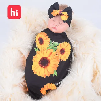 

Children's Hair Band Hug Blanket Set Baby Wrapped Blanket Sun Flower Baby Hug Baby Headband Headbands for Girls
