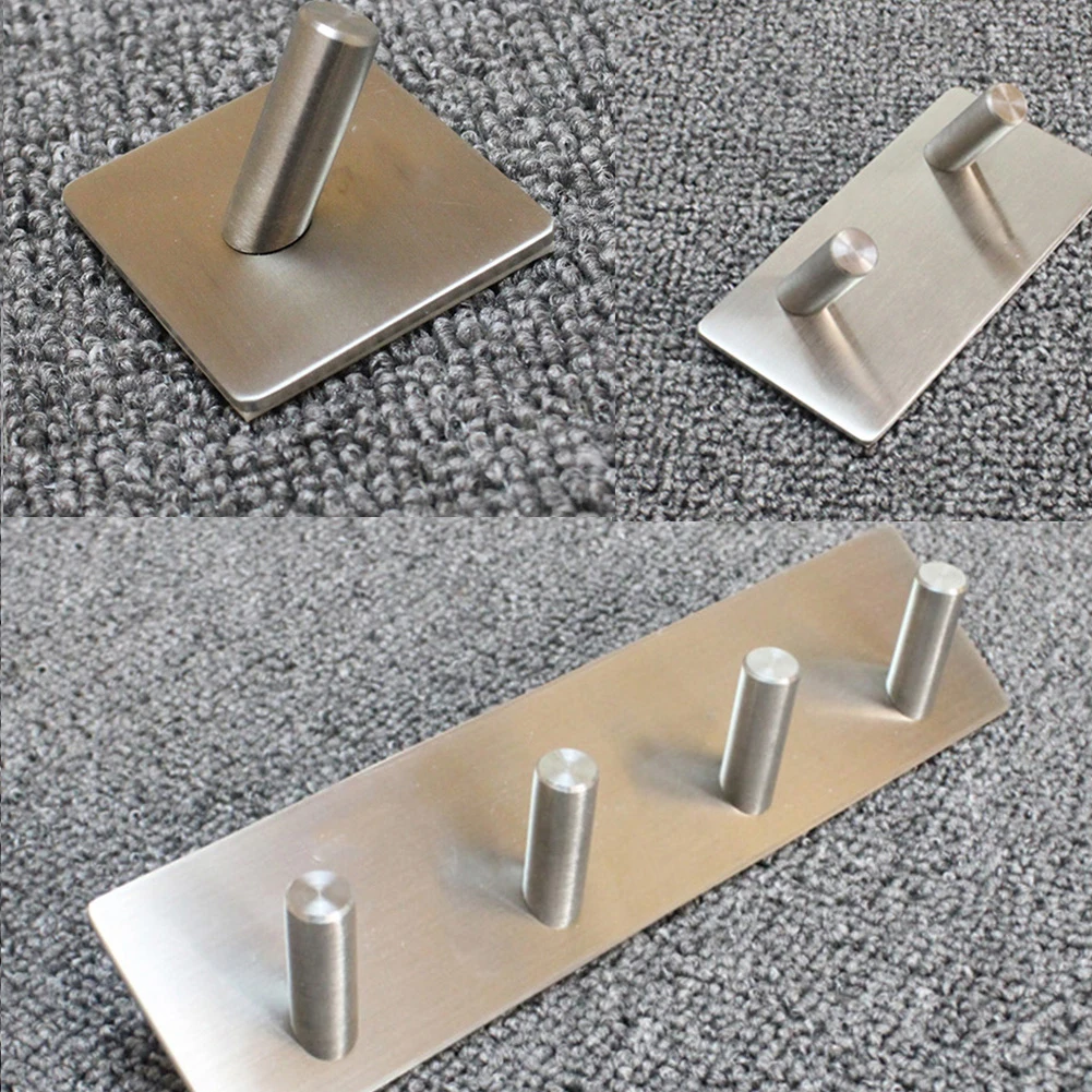 Bathroom Hanging Rack Stainless Steel Adhesive Hook Coat Hat Bathroom Kitchen Towel Hanger Drop Shipping#1127