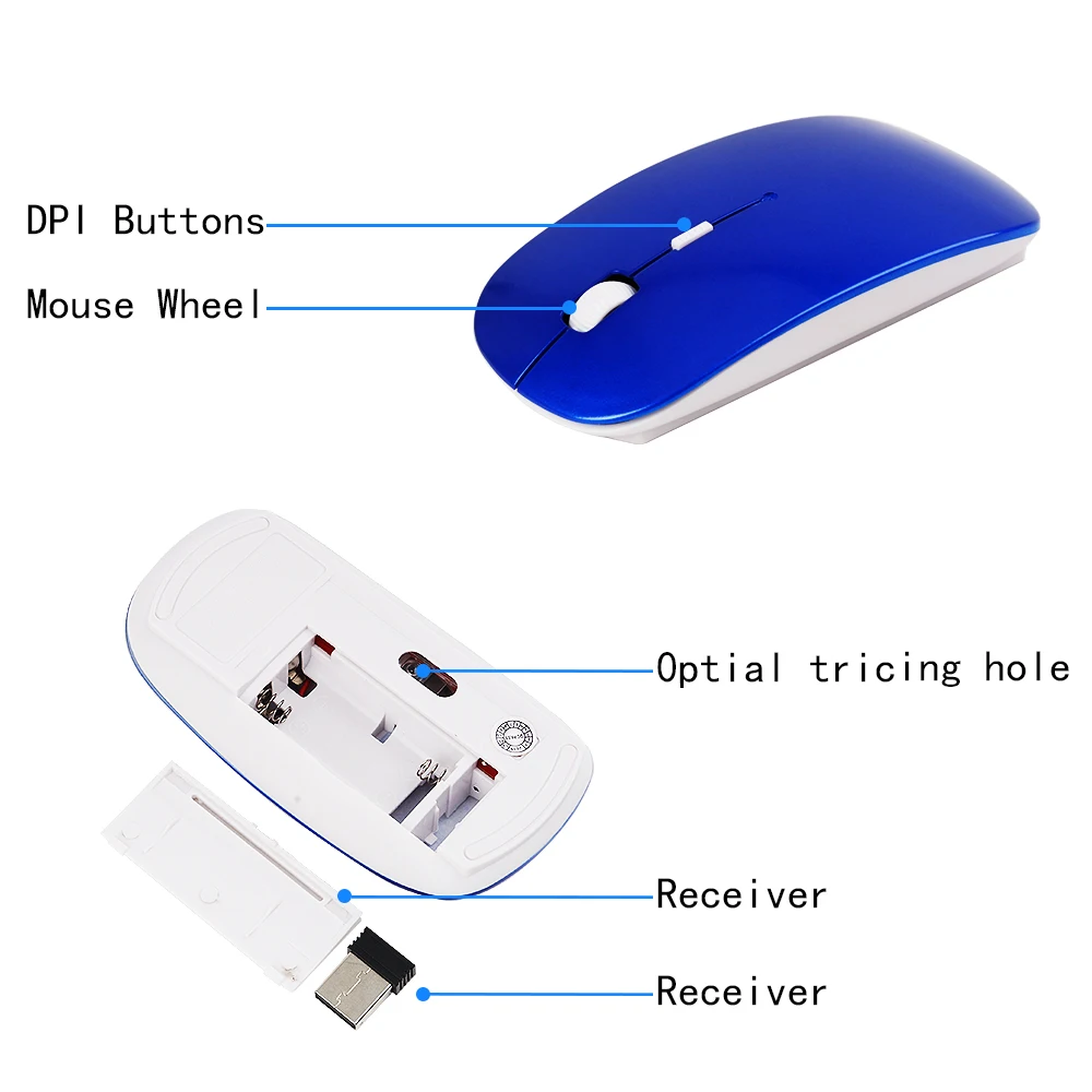 Ультра тонкая USB оптическая беспроводная мышь 2,4G приемник супер тонкая мышь беспроводная компьютерная ПК ноутбук Настольный