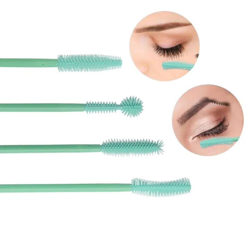 

New Green Reusable Eyelash brush Mascara Wands Applicator eyebrow brush Eye lashes Cosmetic Brushes Beauty Makeup Tool For Women