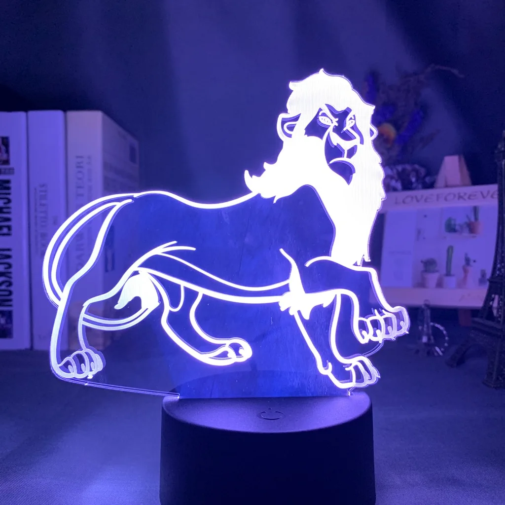 Король Лев Simba рисунок детский Ночной светильник светодиодный сенсорный датчик изменение цвета Ночной светильник для детей Детская спальня настольная лампа 3d