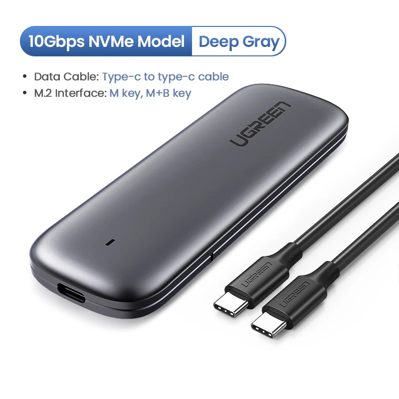 M-key NVMe - 10Gbps Ugreen M2 SSD чехол NVME корпус M.2 для usb type C 3,1 SSD адаптер для NVME PCIE NGFF SATA M/B Ключ SSD диск коробка M.2 SSD чехол - Цвет: M-key NVMe - 10Gbps